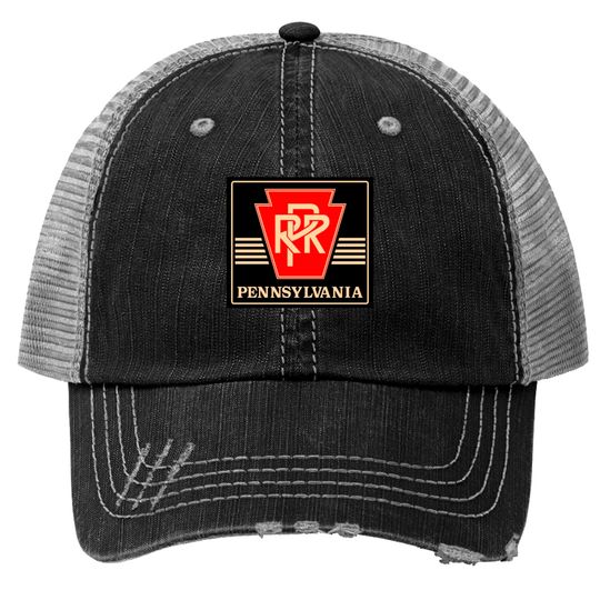 Discover Pennsylvania Railroad Logo Black & Gold Trucker Hats