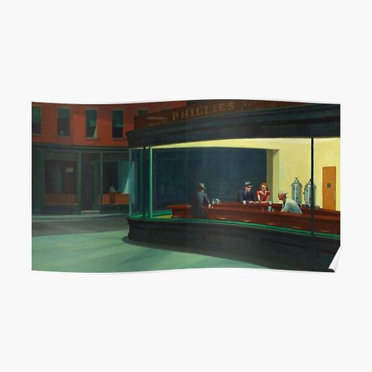 Discover Nighthawks, by Edward Hopper, Oil on Canvas, 1942. Premium Matte Vertical Poster