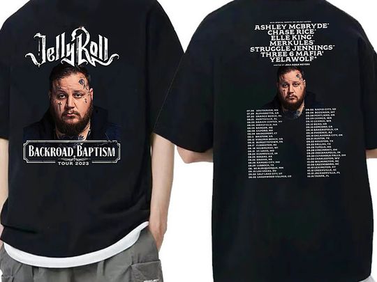 Discover Jelly Roll 2023 Tour Shirt, Jelly Roll Backroad Baptism 2023 Tour Shirt
