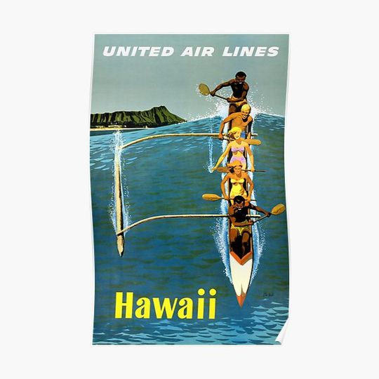 Discover Hawaii Vintage Travel Poster Restored Premium Matte Vertical Poster