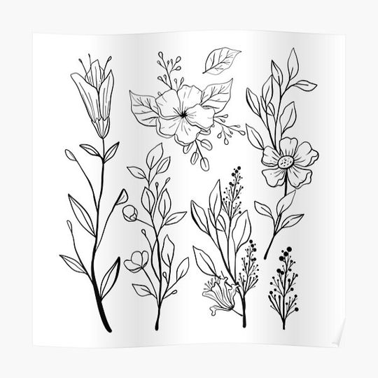 Discover Cottagecore Aesthetic Flower Leaves Naturecore Premium Matte Vertical Poster
