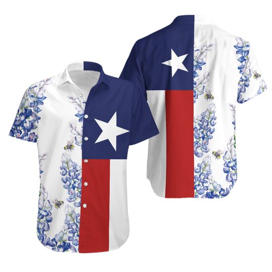 Discover Royal Blue Bluebonnet Texas Hawaiian Shirt