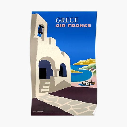 Discover 1959 Air France Greece Travel Poster Premium Matte Vertical Poster