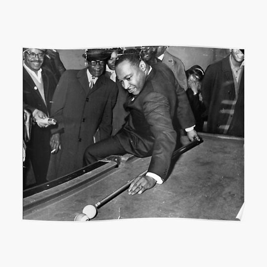 Discover Martin Luther Playing Pool Premium Matte Vertical Poster