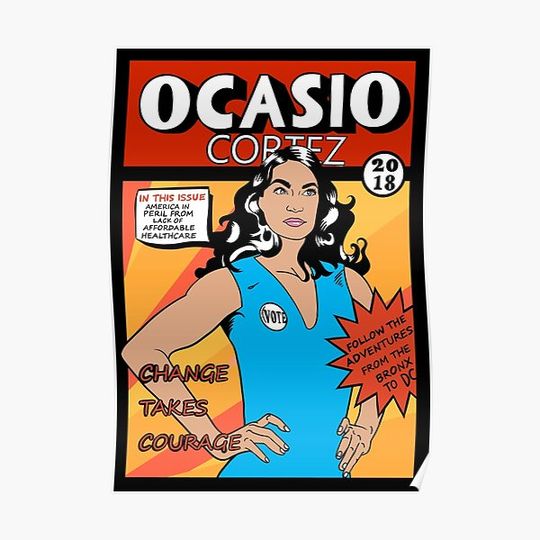 Discover Alexandria Ocasio Cortez Comic Print Premium Matte Vertical Poster