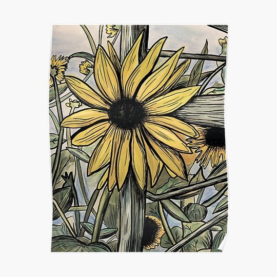 Discover Sunflower Art Premium Matte Vertical Poster