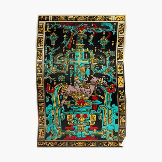 Discover Lid of The Great Tomb of Pakal - Palenque Astronaut over Black No.2 Premium Matte Vertical Poster