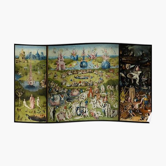 Discover HD. Garden of Earthly Delights (Triptych), by Hieronymus Bosch (High definition) Premium Matte Vertical Poster