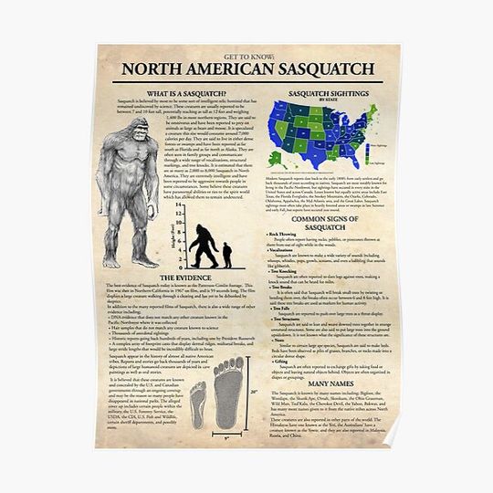 Discover North American Sasquatch Poster Premium Matte Vertical Poster