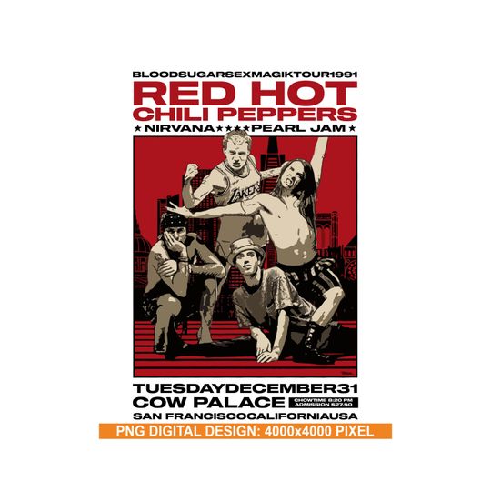 Discover Red Hot Chili Peppers, Red Hot Chili, RHCP Vintage, Band Rock, Love World Tour 2023, 2023 Tour, Tour 1991 poster