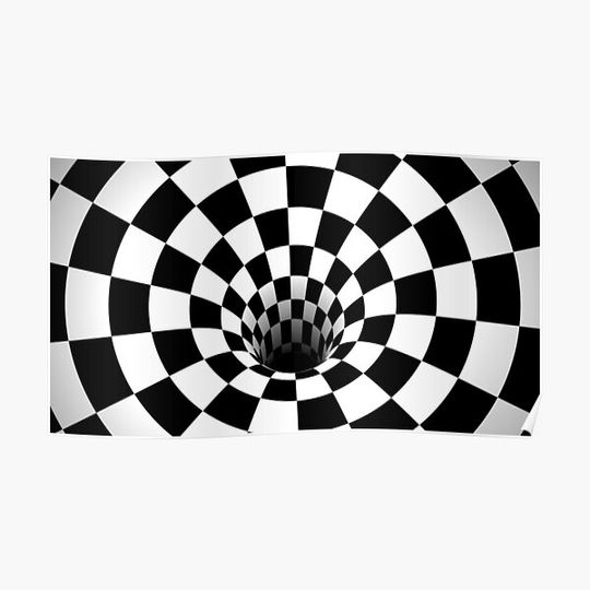 Discover Optical Illusion Black Hole Checkerboard (Black/White) Premium Matte Vertical Poster