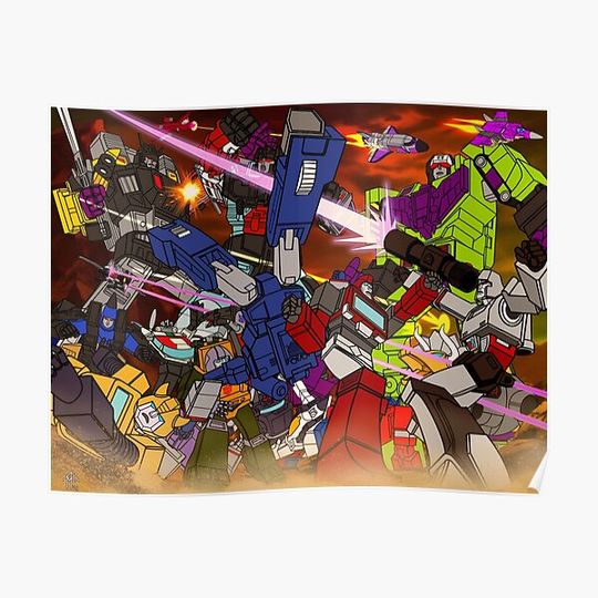 Discover G1 Transformers Battle Premium Matte Vertical Poster