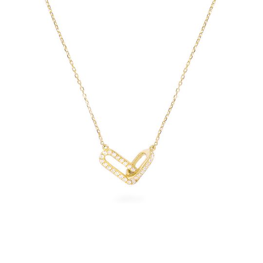 Discover 925 Sterling Silver Interlocking Double Ring Paper Clip Charm Necklace for Womencle
