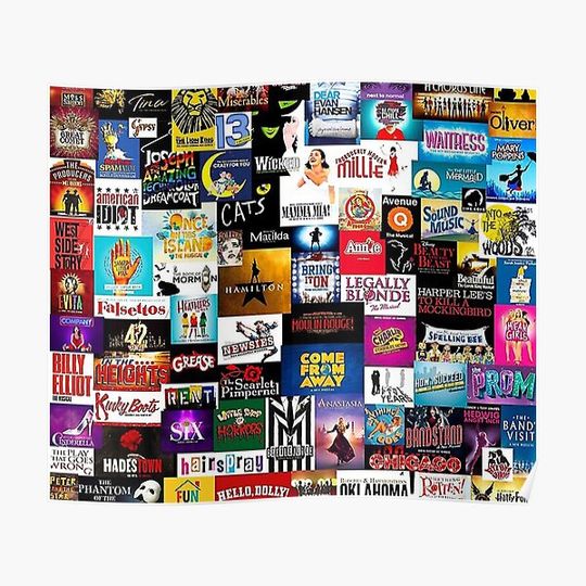 Discover Broadway Show Logo Collage Premium Matte Vertical Poster