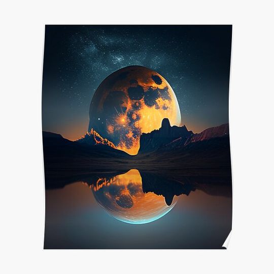 Discover Moonrise in imagined world Premium Matte Vertical Poster