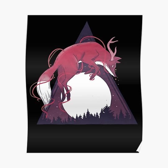 Discover Fox' over the Moon Premium Matte Vertical Poster