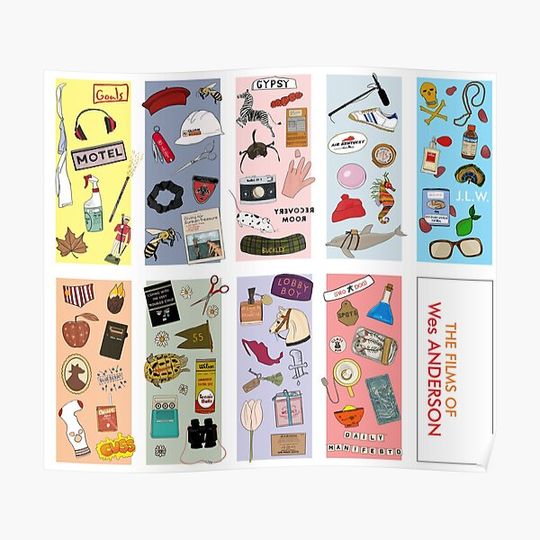 Discover The Films of Wes Anderson Premium Matte Vertical Poster