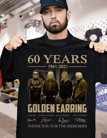 Discover 60 Years Golden Earring Tha.nk Y.ou Fo.r Th.e M.em.ories Signed T-shirt
