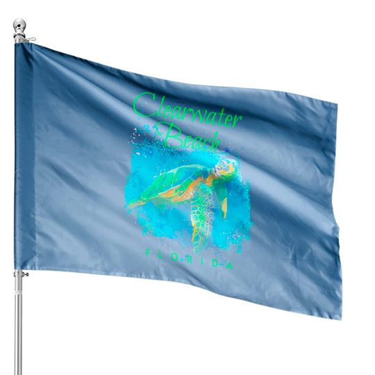 Discover Watercolor Sea Turtle House Flag - Clearwater Beach Florida