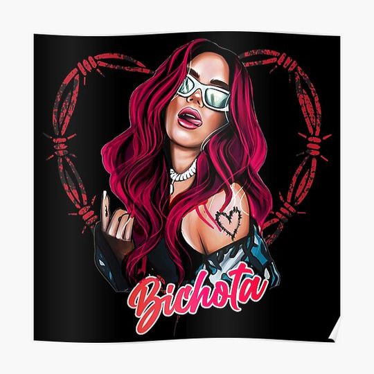 Discover Karol G with red Hair Illustration with Bichota Premium Matte Vertical Poster