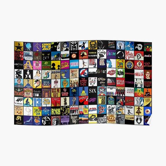 Discover Broadway Musical Theatre Logos - Hand Drawn Premium Matte Vertical Poster