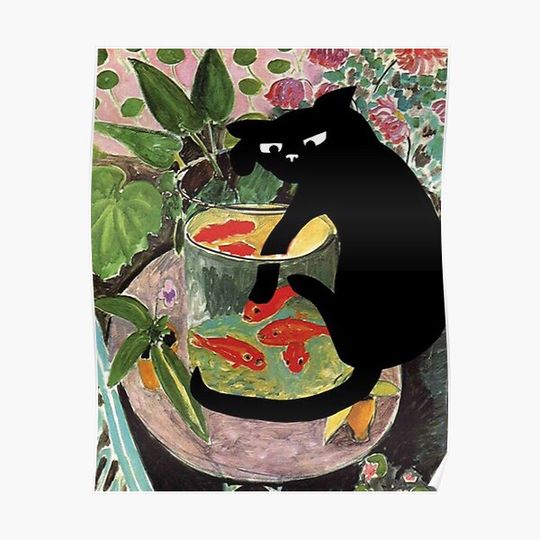 Discover matisse's goldfish and a cat Art Premium Matte Vertical Poster