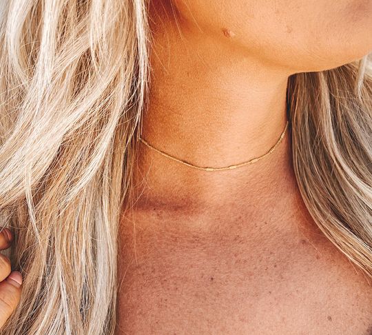 Discover Dainty Bar Satellite Choker - Chain Choker Necklace
