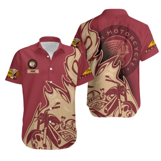 Discover Motorcycle Button Shirt, Indian Button Hawaiian Shirt