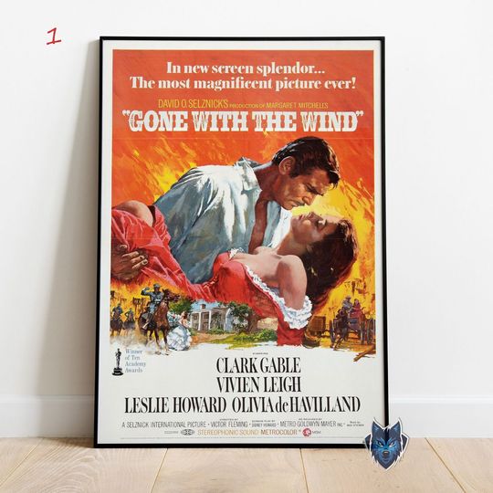 Discover Gone with the Wind Poster, Clark Gable Wall Art, Rolled Canvas Print, Movie Poster Gift