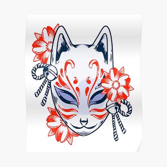 Discover Japanese Fox Mask Kitsune Premium Matte Vertical Poster