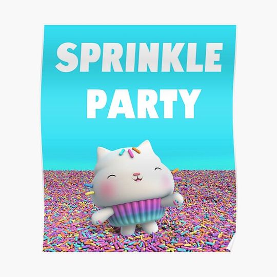Discover Gabbys Dollhouse Sprinkle Party Premium Matte Vertical Poster
