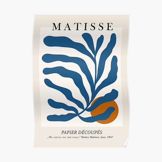 Discover Matisse Jazz Exhibition Poster Papier Decoupes Cut Outs Blue Premium Matte Vertical Poster