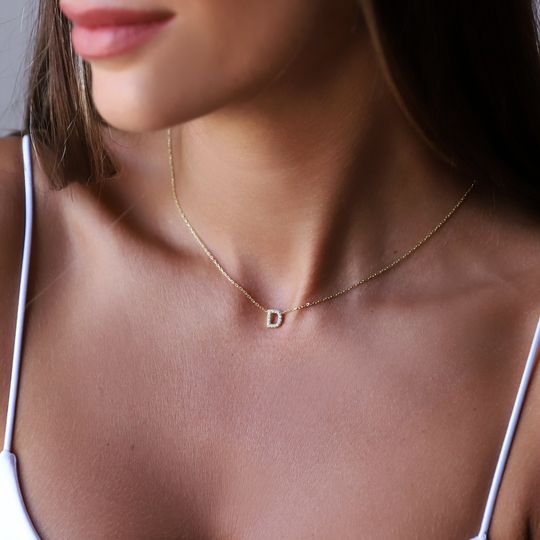 Discover Custom Dainty Pave Letter Necklace with CZ Diamonds