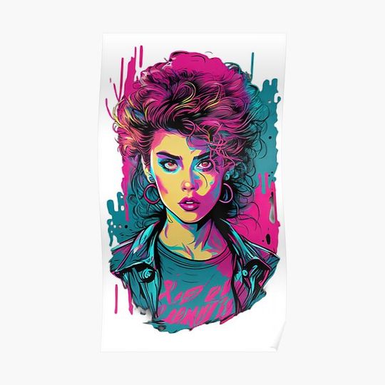 Discover Vintage 80s Style Women's Fashion Design Premium Matte Vertical Poster