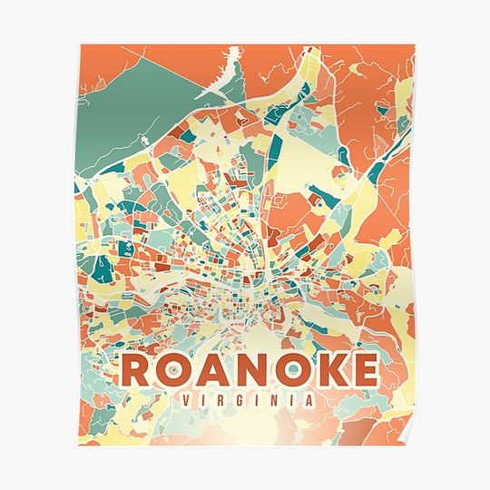 Discover Roanoke Virginia US map Premium Matte Vertical Poster