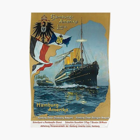 Discover Vintage 1900 HAPAG Ocean Liner Advertisement Premium Matte Vertical Poster