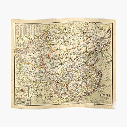 Discover Map of China (circa 1900) Premium Matte Vertical Poster