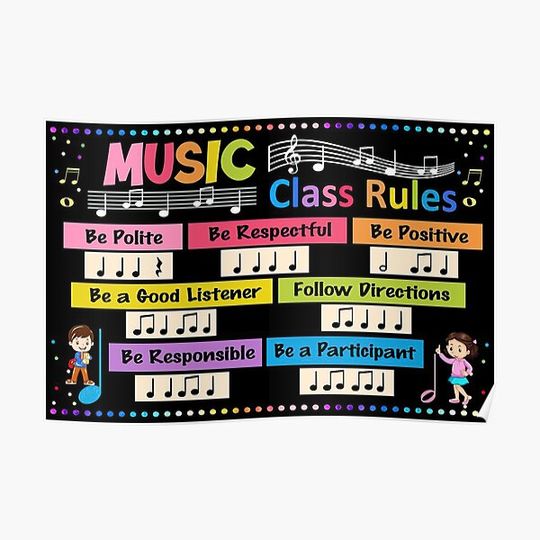 Discover Music Class Rules Classroom Poster Gift For Teacher, School, Back To School Premium Matte Vertical Poster