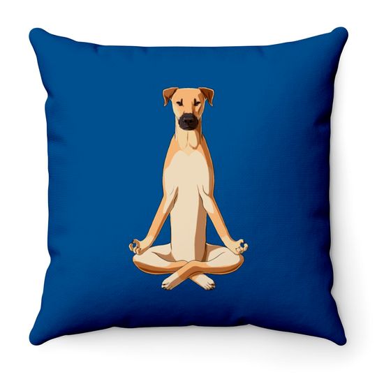 Discover Black Mouth Cur Dog meditate Throw Pillows