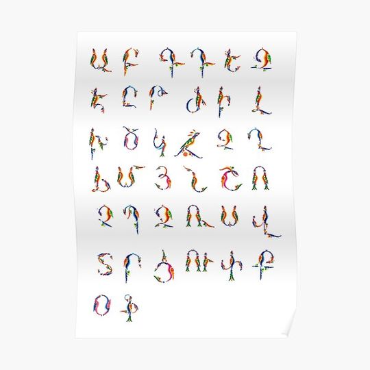 Discover Armenian alphabet Bird letters Premium Matte Vertical Poster