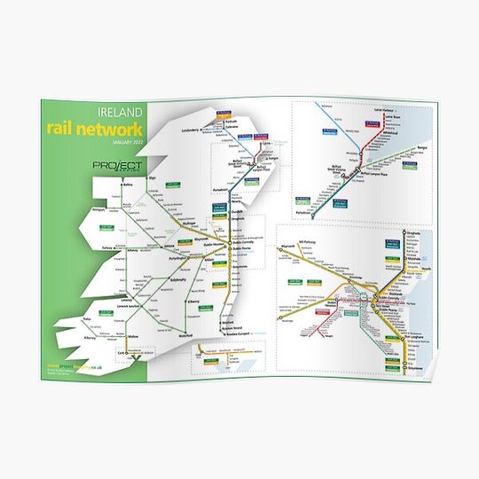 Discover Ireland rail train map Premium Matte Vertical Poster