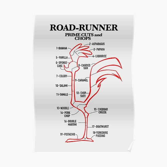 Discover Roadrunner Prime Cuts and Chops Premium Matte Vertical Poster