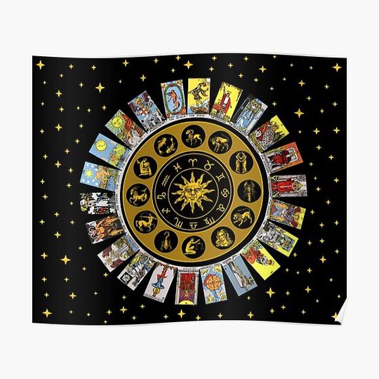 Discover Wheel of the Zodiac, Astrology Chart | the Major Arcana Tarot Premium Matte Vertical Poster