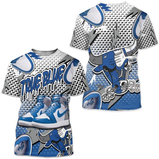 Discover Bull Jordan Unisex Sneaker Shirt Match True Blue 1s Tee