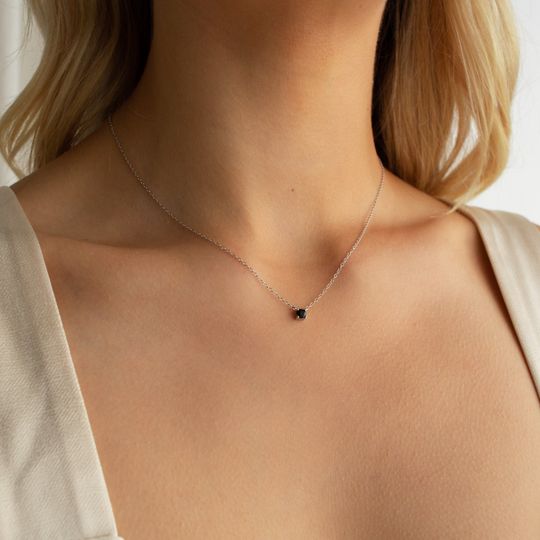 Discover Onyx Dainty Charm Necklace - Trendy Layering, Minimalist Necklace for Summer