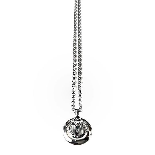 Discover White Crystal Ball Necklace, Silver Saturn Necklace