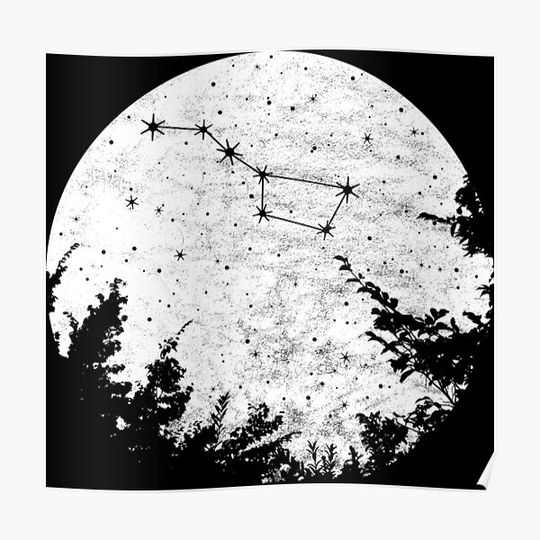 Discover Big Dipper Star Constellation Full Moon Graphic Premium Matte Vertical Poster