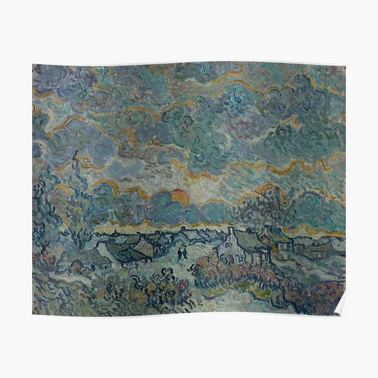 Discover Vincent Van Gogh - Cottages And Cypresses Premium Matte Vertical Poster