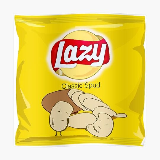 Discover lazy spud potato chip packet Premium Matte Vertical Poster