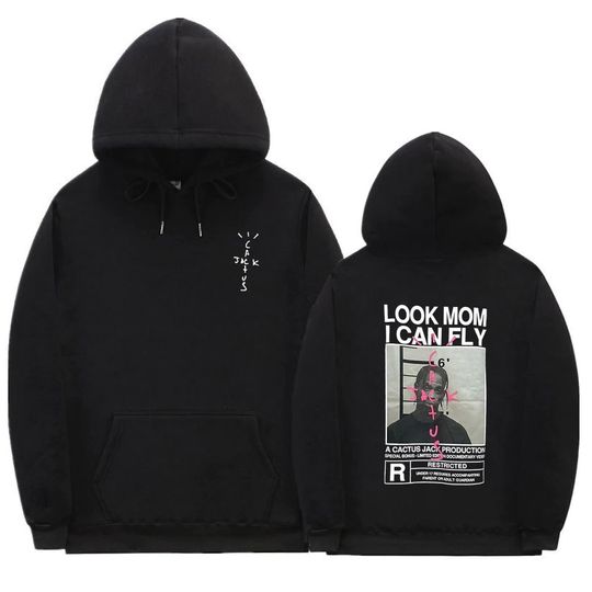 Discover Cactus Jack "Look Mom I Can Fly" Double-sided Graphic Street Wear Pullover Hoodies